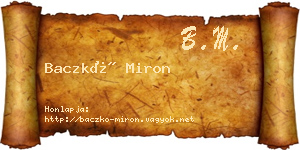 Baczkó Miron névjegykártya